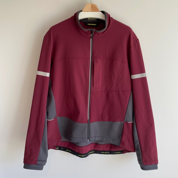 Novara Mens XL Cycling Jacket Full Zip Maroon Gray Reflective Pockets Nylon - Picture 1 of 7